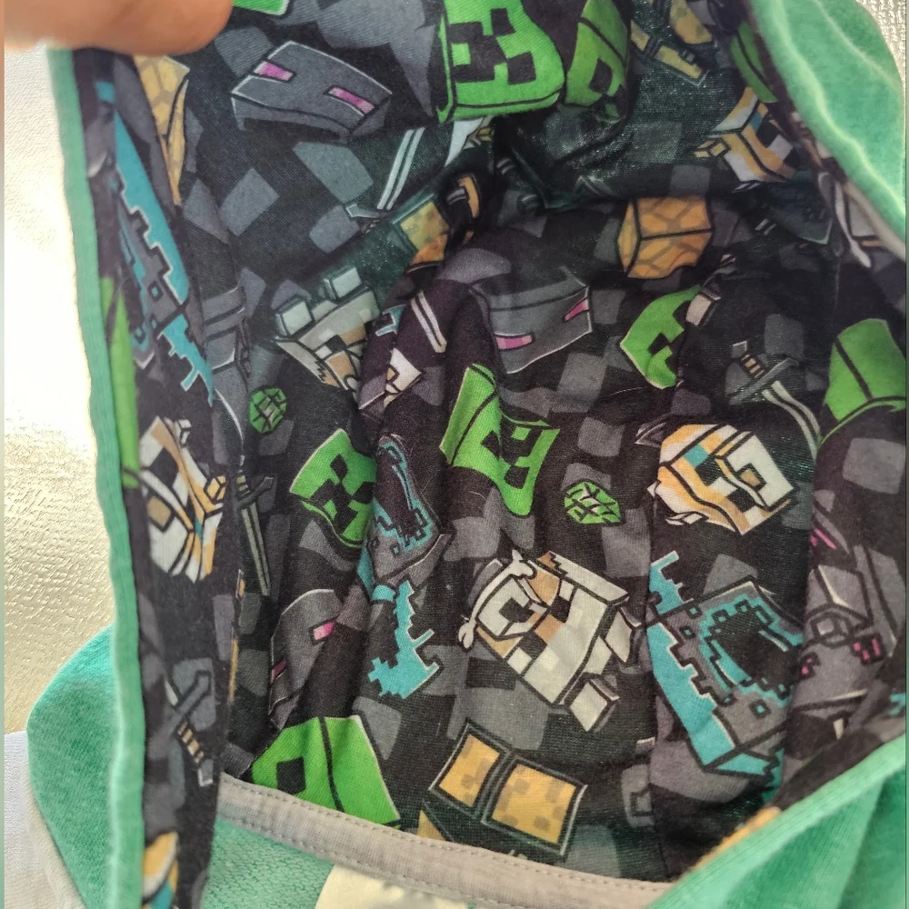 Minecraft Creeper Hoodie Boys S 6/7 Team Miners Graphic Zip Up Gamer Streetwear